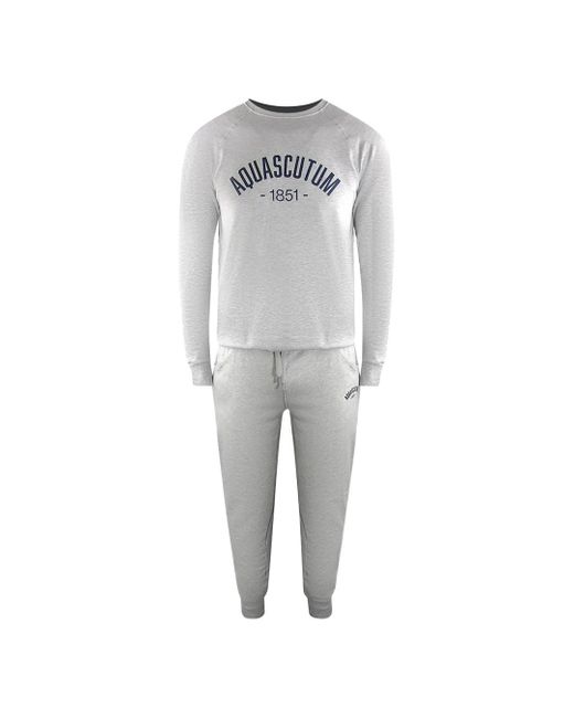 Aquascutum Gray Old School Crewneck Track Pants Set Cotton for men