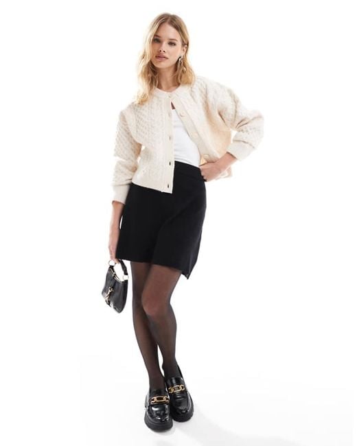 Vero Moda White Knitted Zip Back Mini Skirt
