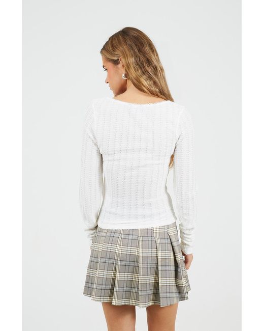 Brave Soul White Textured Scoop Neck Top