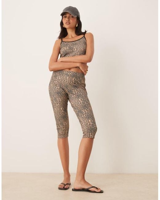 ASOS Natural Leopard Print Capri Legging Co-Ord