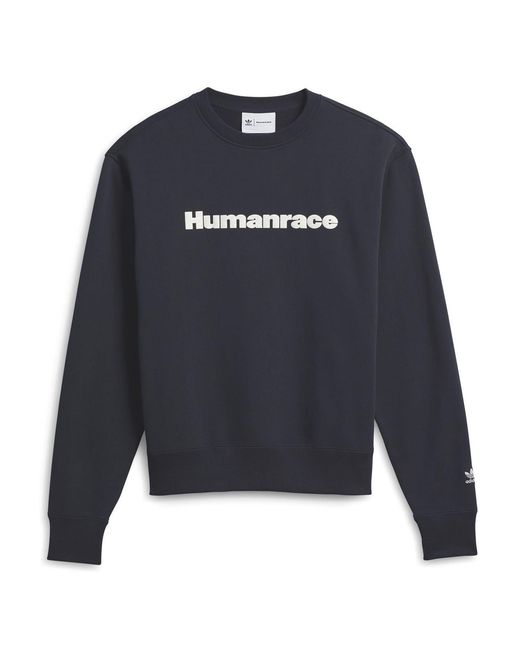 Adidas Originals Blue Pw Basics Relaxed Fit Crew Neck Sweatshirt for men