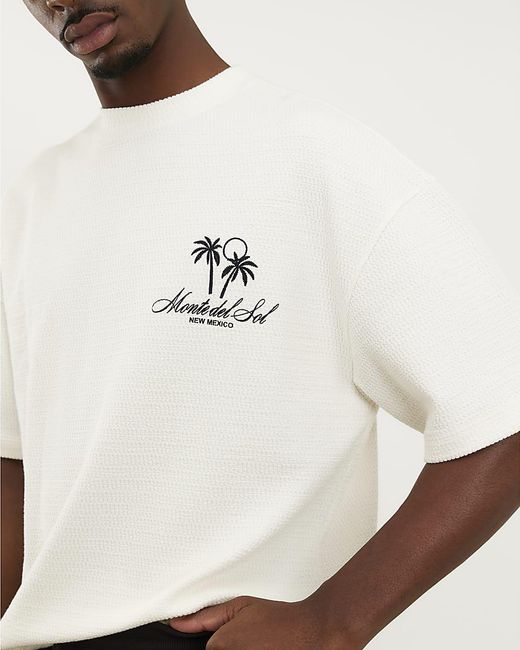 River Island Brown T-Shirt Cream Oversized Palm Patch Graphic for men