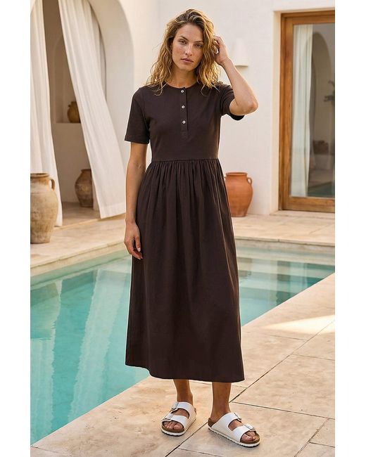 Roman Black Buttoned Pocket Stretch Midi Dress