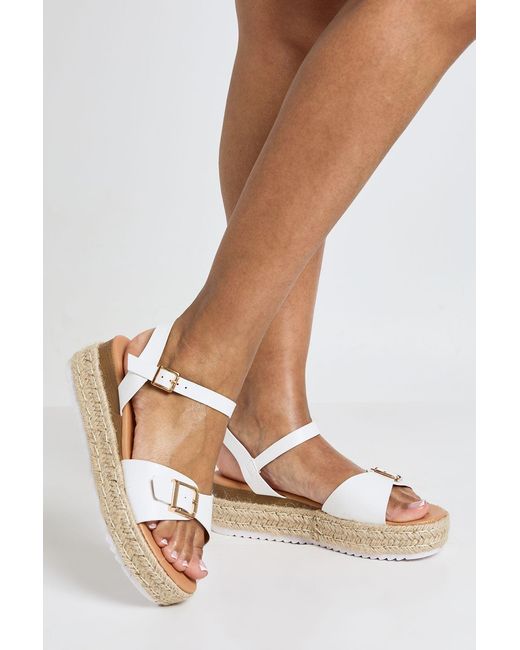 Boohoo White Wide Fit Buckle Detail 2 Part Flatform Wedges