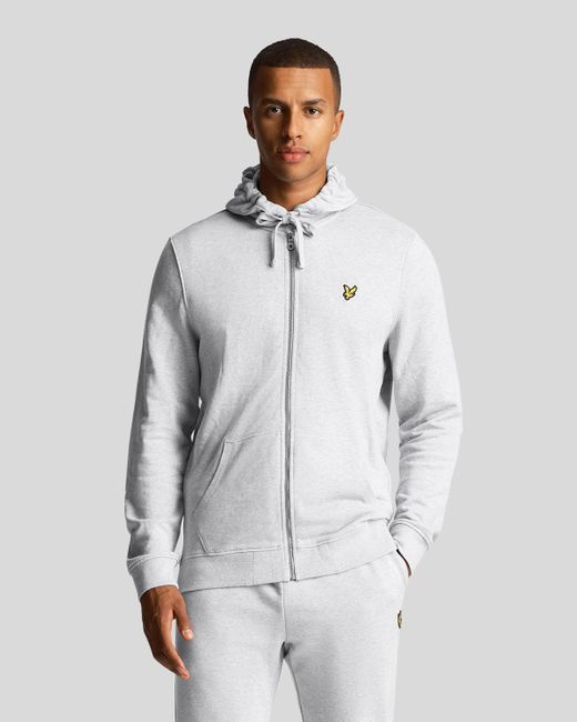 Lyle & Scott Men's Lyle And Scott Zip Through Hoodie In Grey in het White voor heren