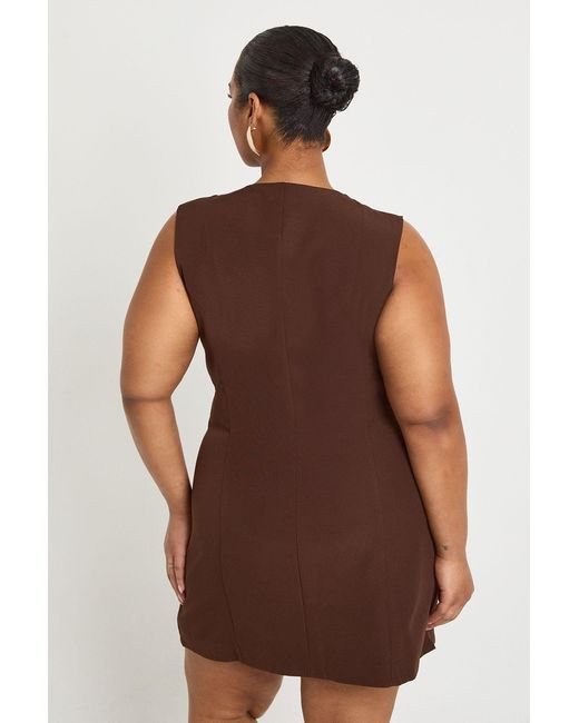 Boohoo Brown Plus Button Down Blazer Dress