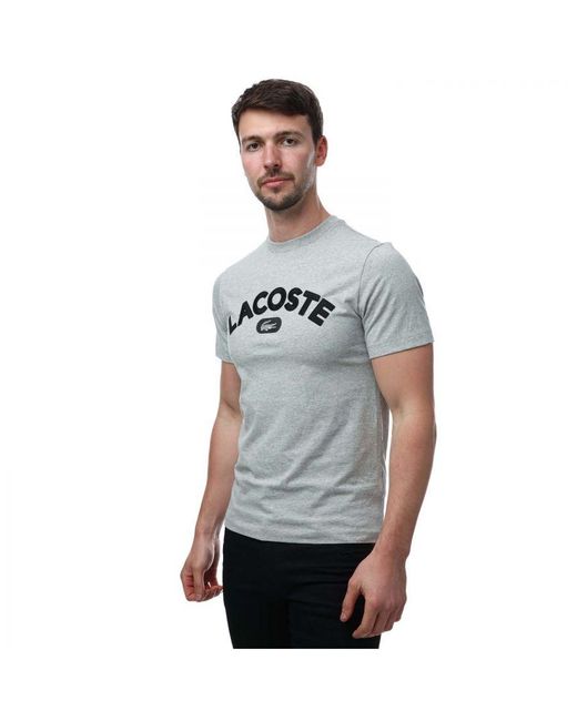 Lacoste Gray Print Logo Premium Cotton T-Shirt for men