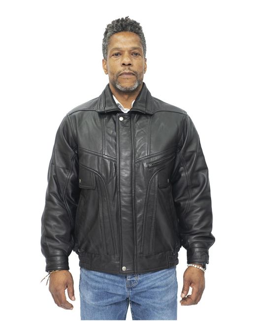 Infinity Leather Gray Classic Harrington Bomber Jacket-Minsk for men