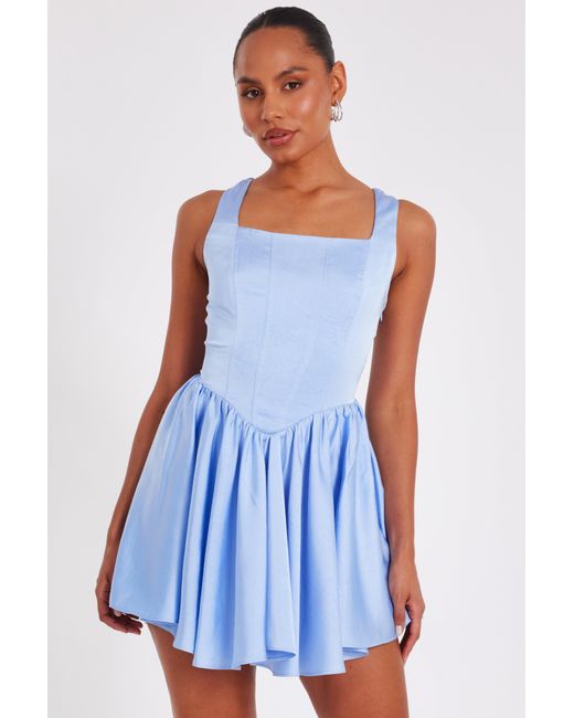 j crew navy blue dress Sugar Thrillz Satin Ruffle Corset Mini Dress