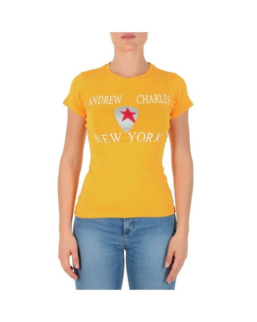 Andrew Charles by Andy Hilfiger Orange T-Shirt Ts501 03 1002 Tarana Cotton