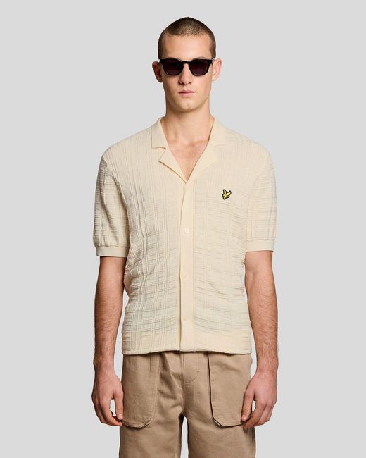 Lyle & Scott Natural Revere Collar Knitted Resort Shirt for men