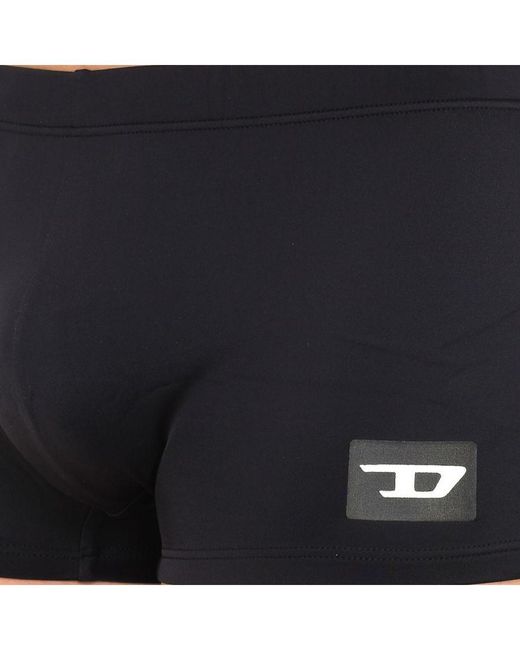 DIESEL Black Adjustable Lace Boxer Swim Trunks for men