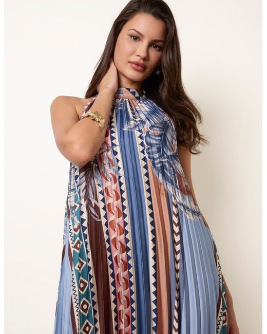 Blue Vanilla Blue Satin Pleated Dress