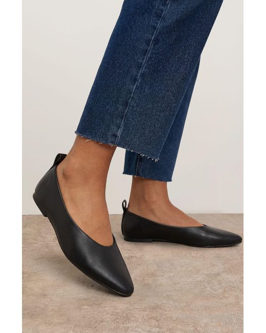 Oasis Blue Oriana Faux Leather Pointed Ballet Pumps