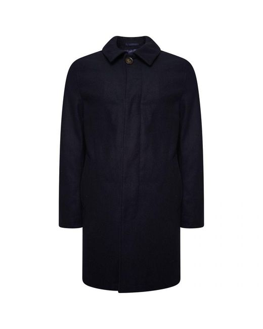 Harry Brown London Blue Harry London Wool Blend Overcoat for men