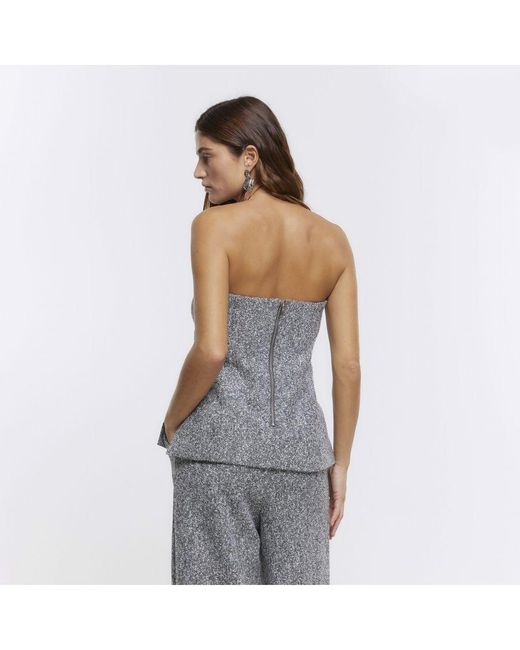 River Island Gray Bandeau Top Ri Studio