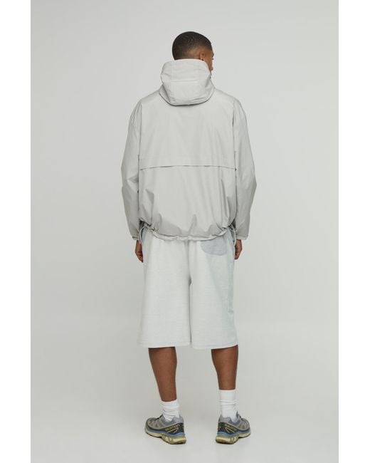 BoohooMAN Gray Oversized Boxy Hooded Toggle Cagoule for men