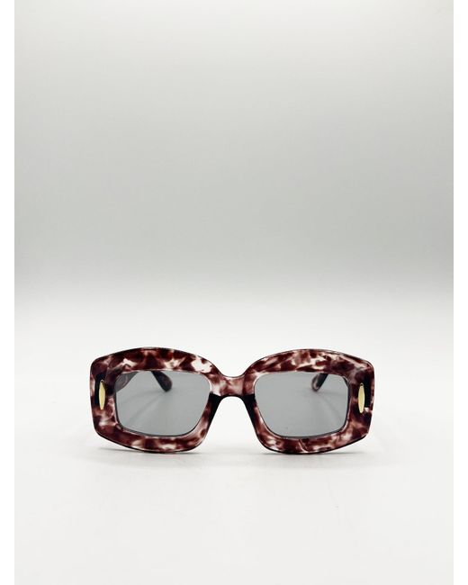 SVNX Metallic Oversized Chunky Rectangle Sunglasses