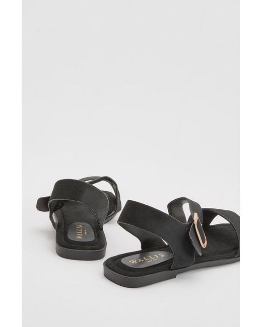 Wallis White Sandie Faux Suede Buckle Detail Asymmetrical Flat Sandals