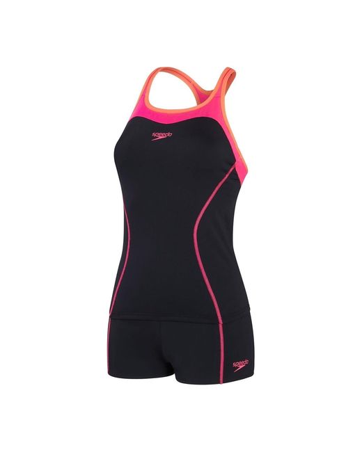 Speedo Blue Solid Patterned Halter Neck Tankini Swimsuit