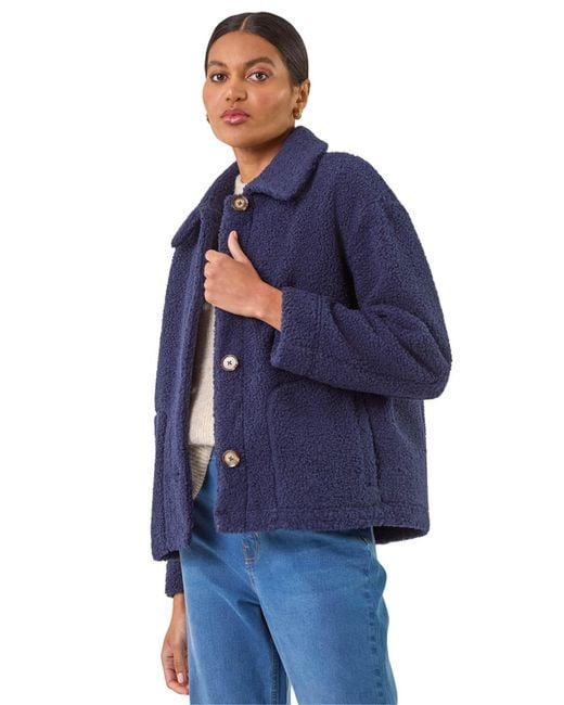 Roman Blue Collared Borg Fleece Jacket
