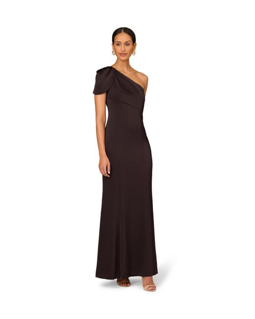 Adrianna Papell Brown Mermaid Gown With One Shoulder