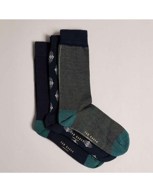 Ted Baker Blue 3 Pack Of Radicle Socks for men