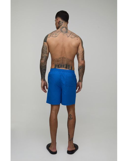 BoohooMAN Blue Tall Mid Length Swim Short for men