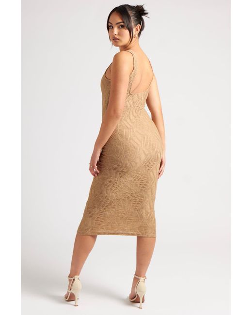 Urban Bliss Natural Textured Scoop Back Midi Dress