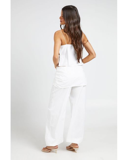 Boohoo Natural Linen Look Skirt Overlay Balloon Trouser