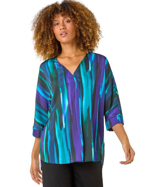 Roman Blue Asymmetric Hem Top
