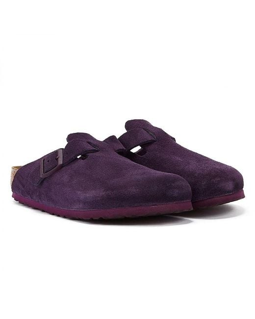Birkenstock Purple Boston Suede Clogs