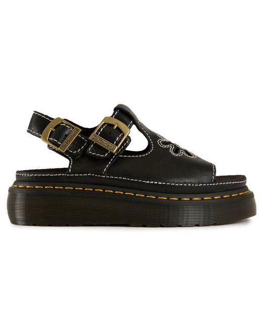 Dr. Martens Black Dr Dunnet Flower Sandals