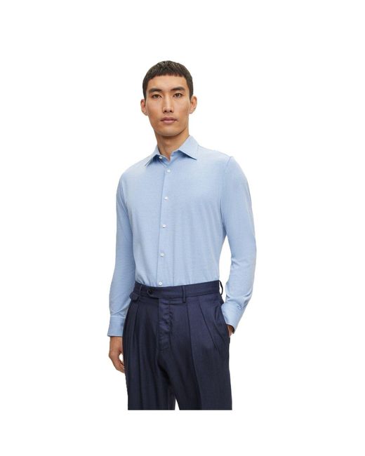 Boss Blue Regular Fit Long Sleeve Point Collar Shirt for men