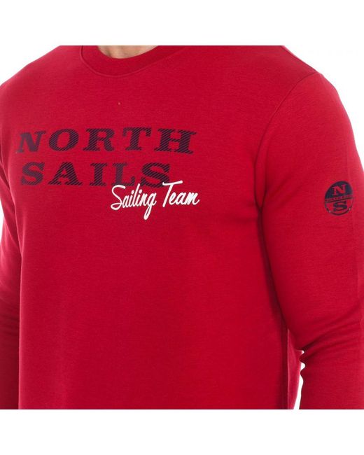 North Sails Red Long-Sleeved Crew-Neck Sweatshirt 9022970 for men