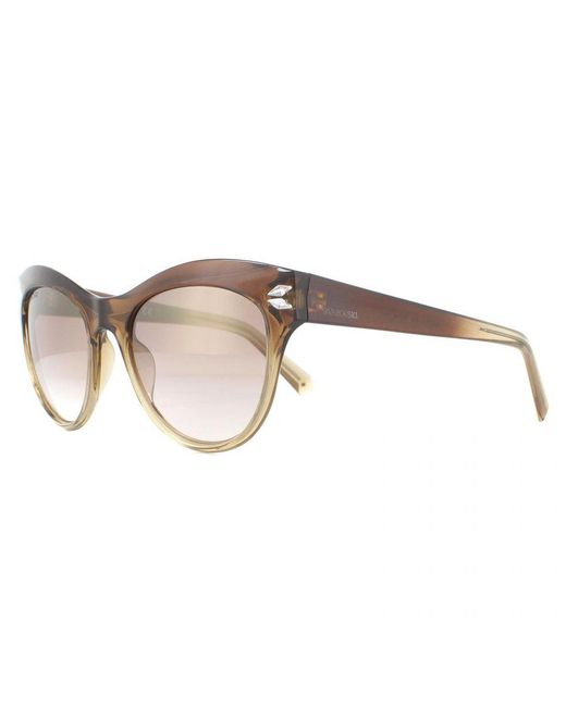 Swarovski Brown Cat Eye Gradient Mirror Sunglasses