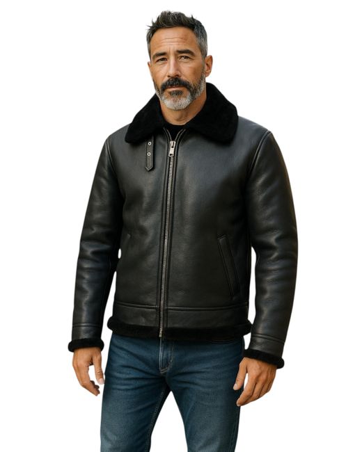 Infinity Leather Black B3 Aviator Real Sheepskin Flying Jacket-Oxford for men