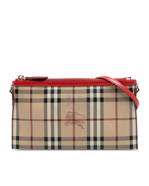 Burberry Natural Pre-Owned Haymarket Check Coated Canvas Peyton Crossbody