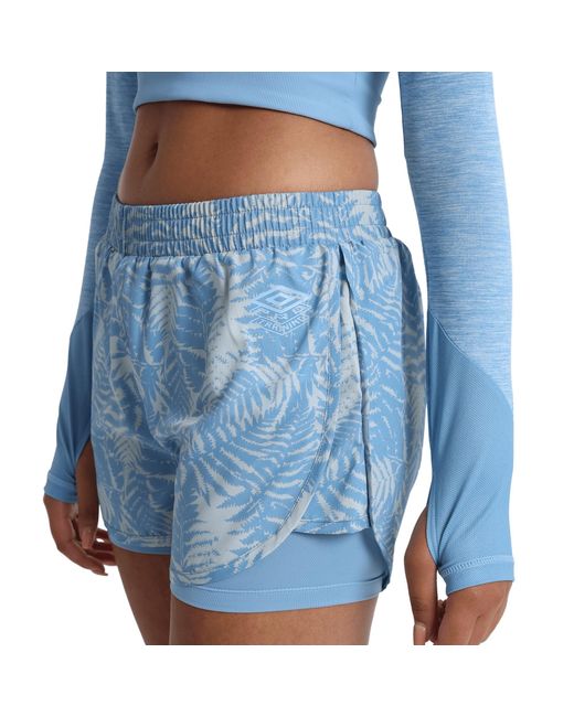 Umbro Blue Ladies Pro Training Printed Hybrid Shorts (Allure/