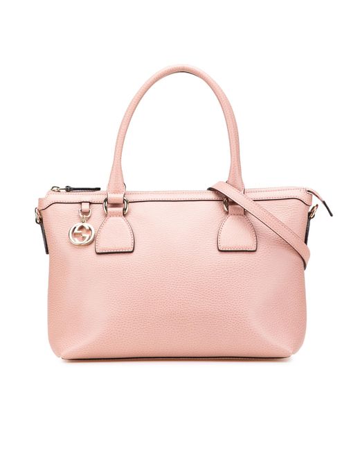 Gucci Pink Leather Handbag Logo Charm