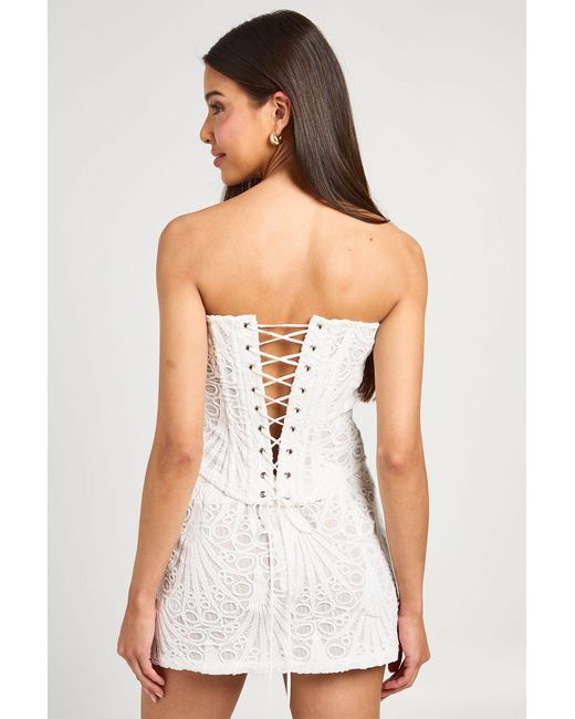 Boohoo Green Sheer Lace Bandeau Corset Top