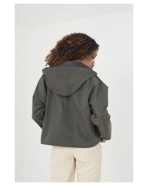 Brave Soul Gray 'Capucine' Cropped Raglan Sleeve Jacket With Hood