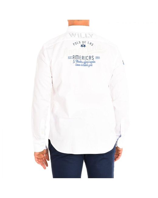 La Martina Shirt Met Lange Mouwen Tmc600-ox077 in het White voor heren
