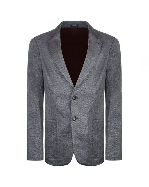 Armani Gray Emporio Exclusive Grey Printed Blazer for men