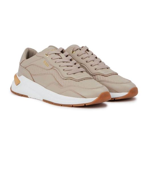 Boss Gray Leather Fashion Sneakers