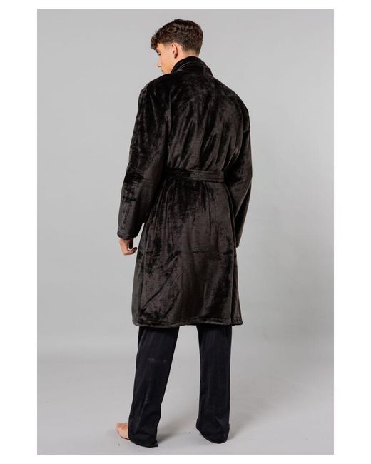 Tokyo Laundry Gray Plush Shawl Collar Dressing Gown for men