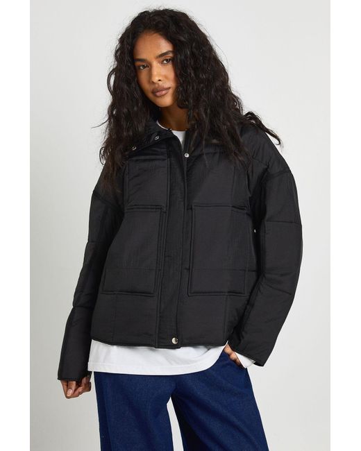 Boohoo Black Square Quilted Puffer Jacket
