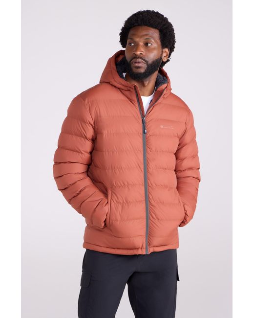 Mountain Warehouse Blue 'Seasons' Padded Jacket With Side Pockets Fur Lined Water Resistant Coat Polyamide for men