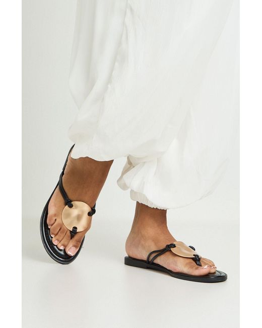 Boohoo Natural Hardware Detail Flip Flops