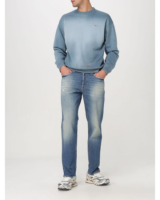 DIESEL Blue Crew Neck Ombre Sweatshirt for men